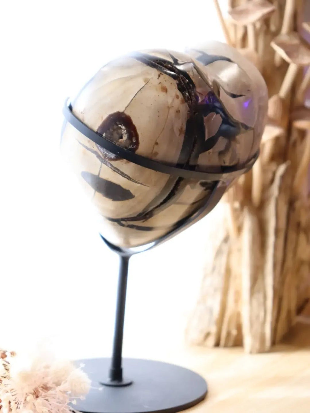 Septarian Heart + Black Metal Stand | 2.65kg