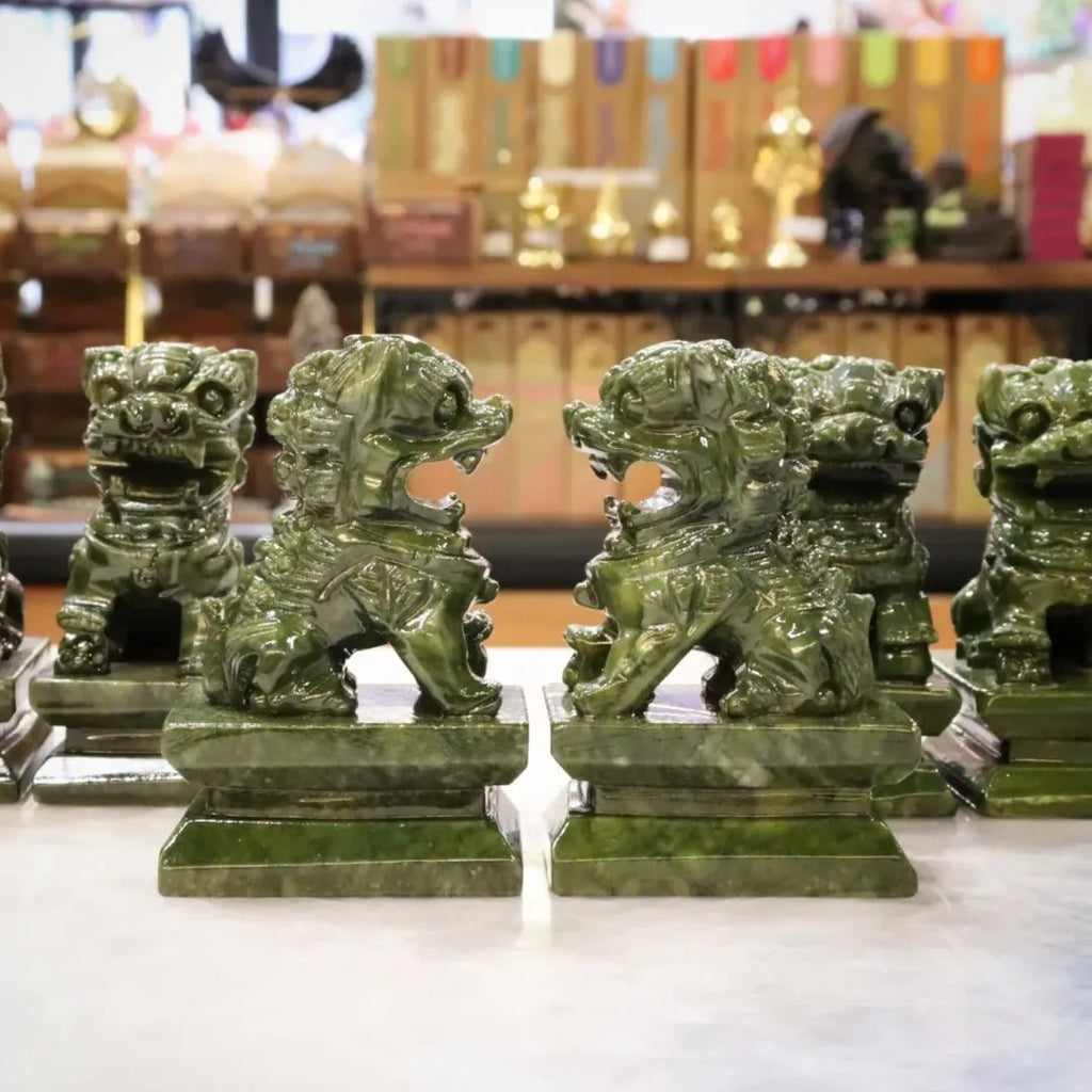 Green Jade Foo Dog Set