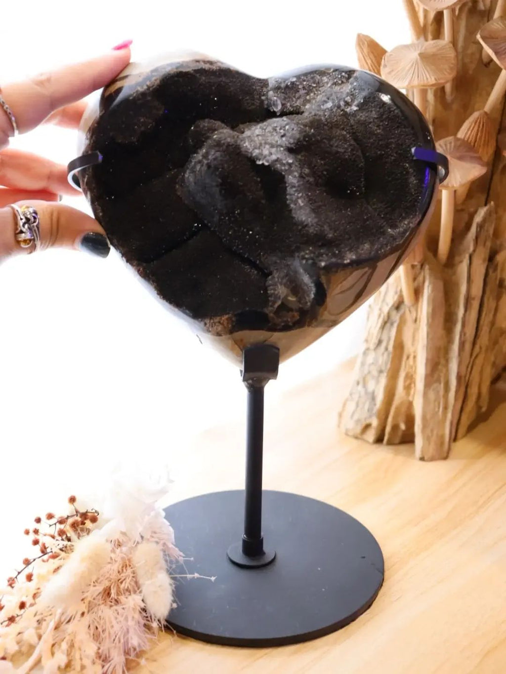 Septarian Heart + Black Metal Stand | 2.65kg