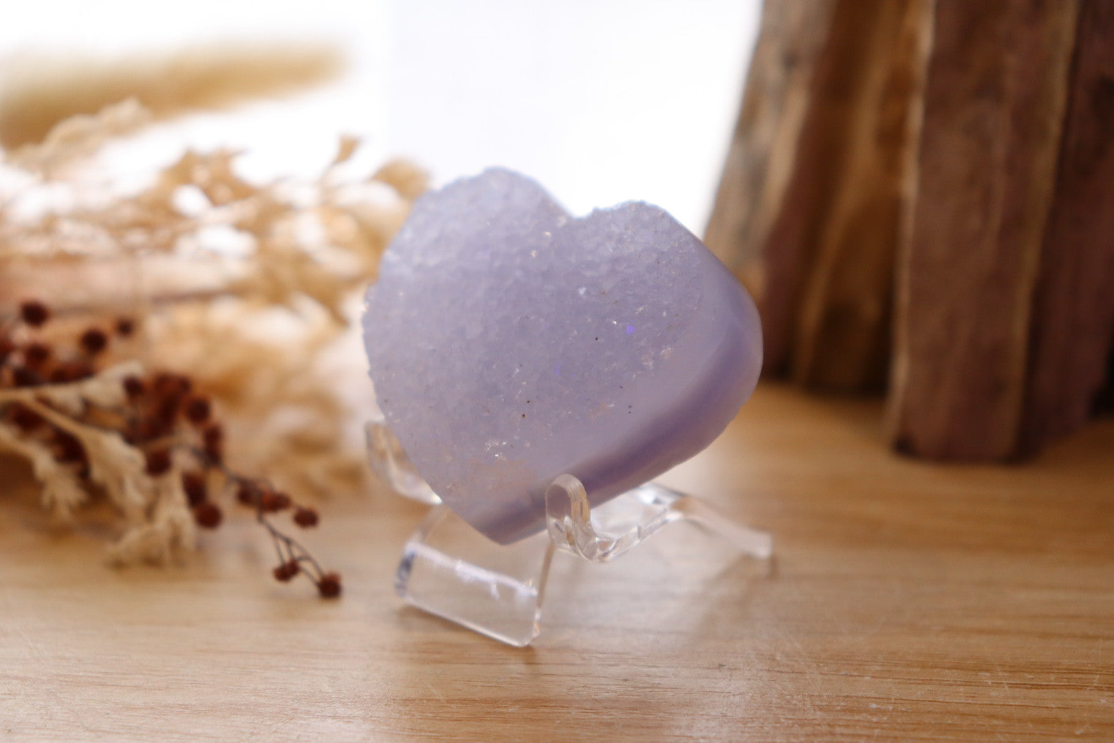 Blue Lace Agate Heart Druzy + Stand | 45g