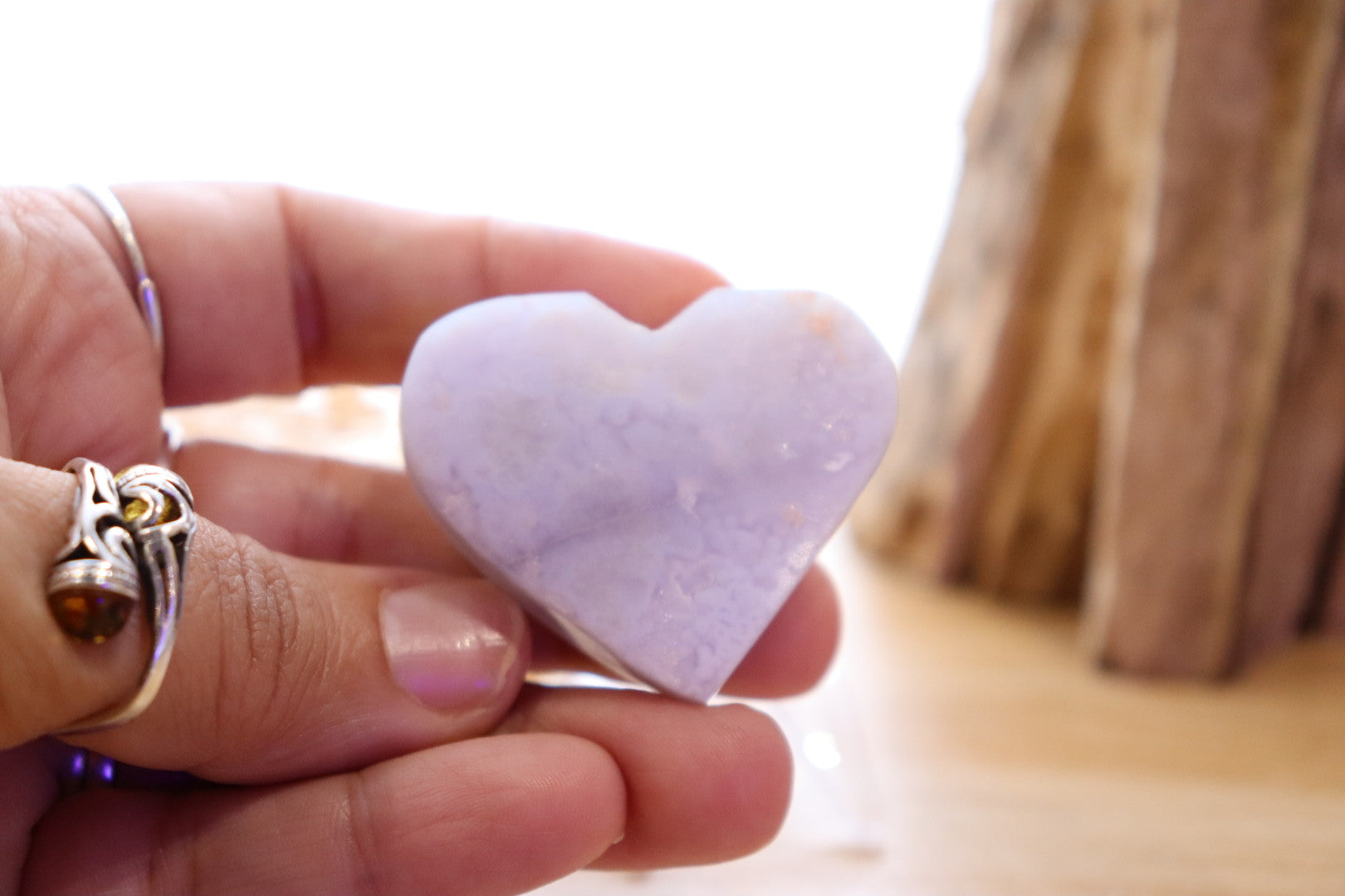 Blue Lace Agate Heart Druzy + Stand | 33g