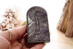 Silver Obsidian Tree of Life Carving