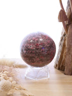 Rhodonite + Smokey Quartz Sphere + Stand | 618g