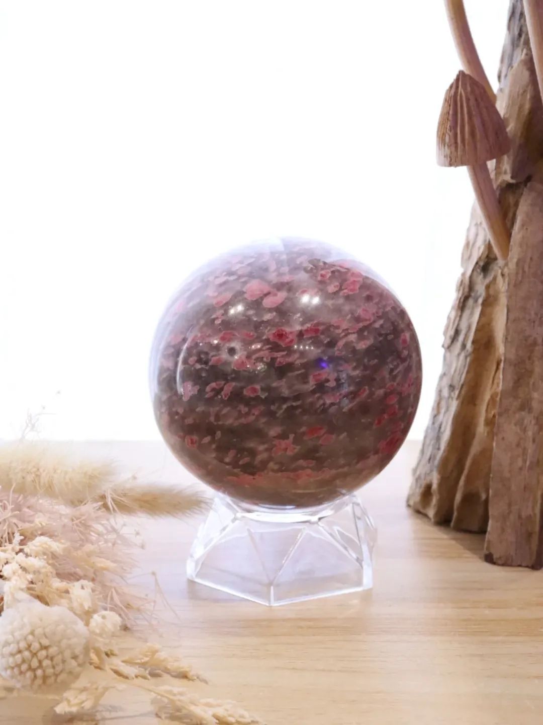 Rhodonite + Smokey Quartz Sphere + Stand | 618g