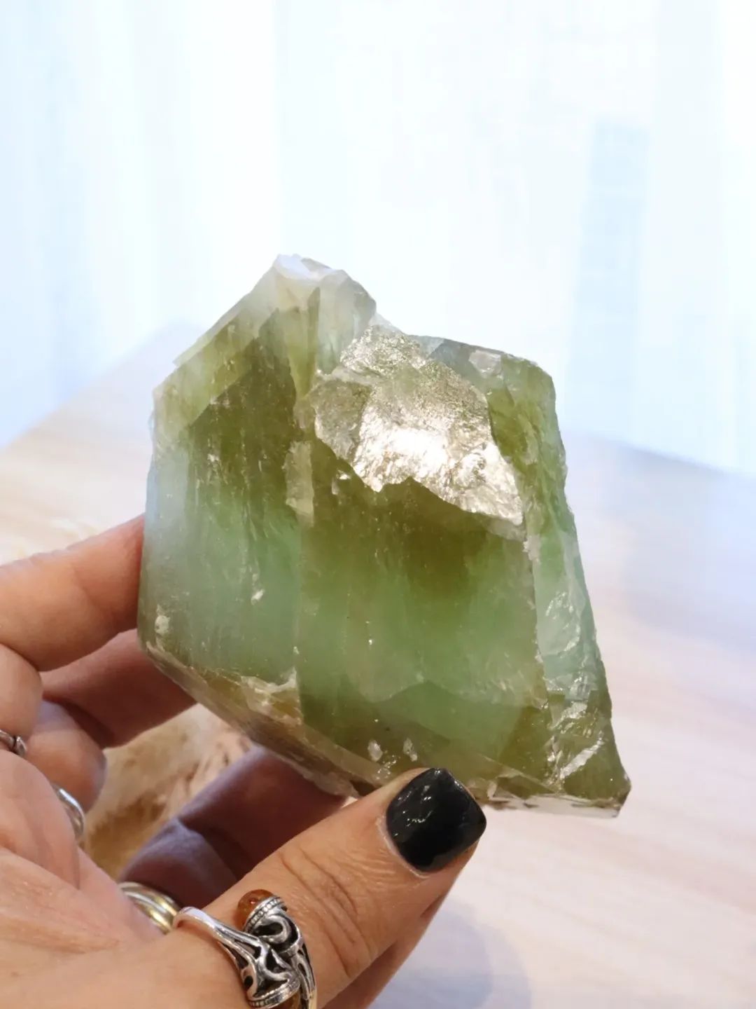 Green Calcite Raw + Stand