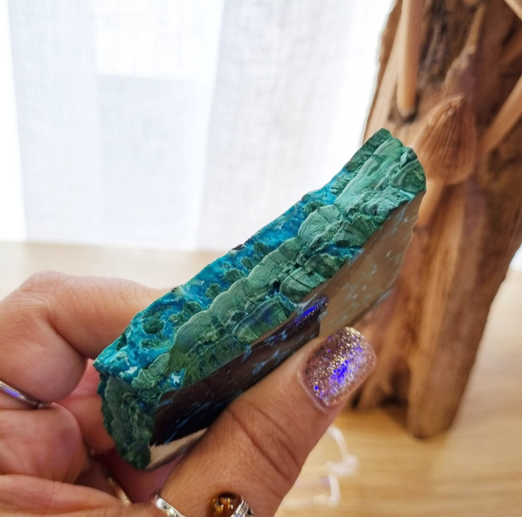 Chrysocolla & Malachite Slab + Stand | 147g