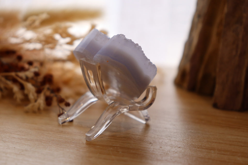 Blue Lace Agate Heart Druzy + Stand | 45g
