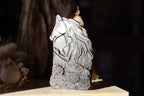 Horse + Lady Silver Obsidian Carving