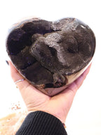 Septarian Heart + Black Metal Stand | 2.65kg