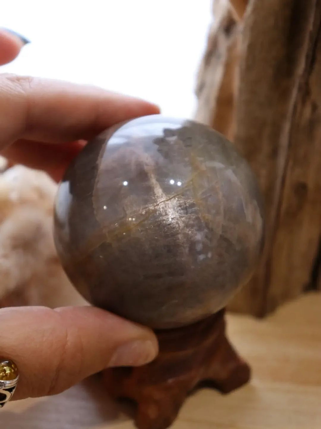 Black Moonstone Sphere + Stand | 230g