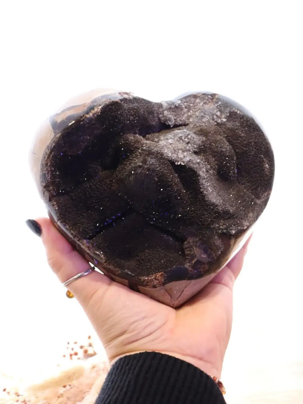 Septarian Heart + Black Metal Stand | 2.65kg