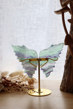 Fluorite Angel Wings | Gold Stand