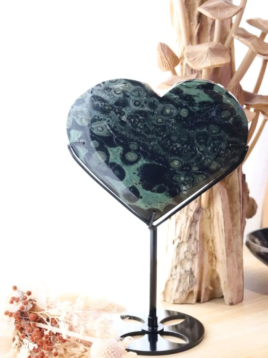 Kambaba Jasper Heart + Stand