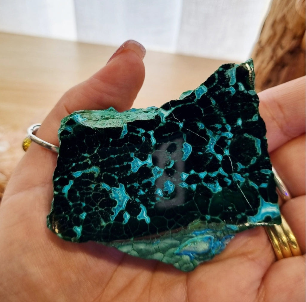 Chrysocolla & Malachite Slab + Stand | 147g