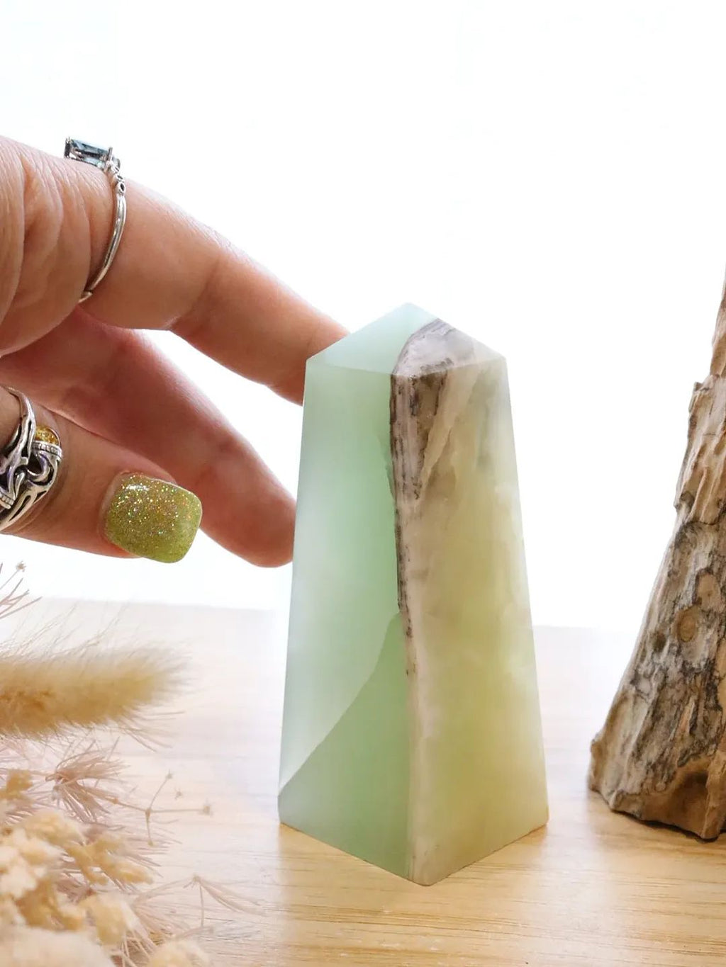 Green Calcite Point (Fingerprint) | 187g