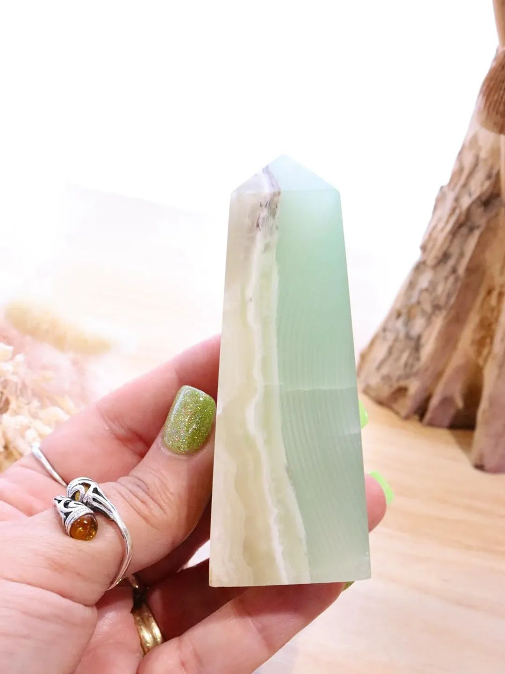 Green Calcite Point (Fingerprint) | 187g