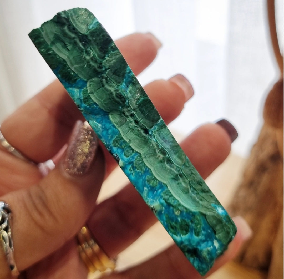 Chrysocolla & Malachite Slab + Stand | 147g