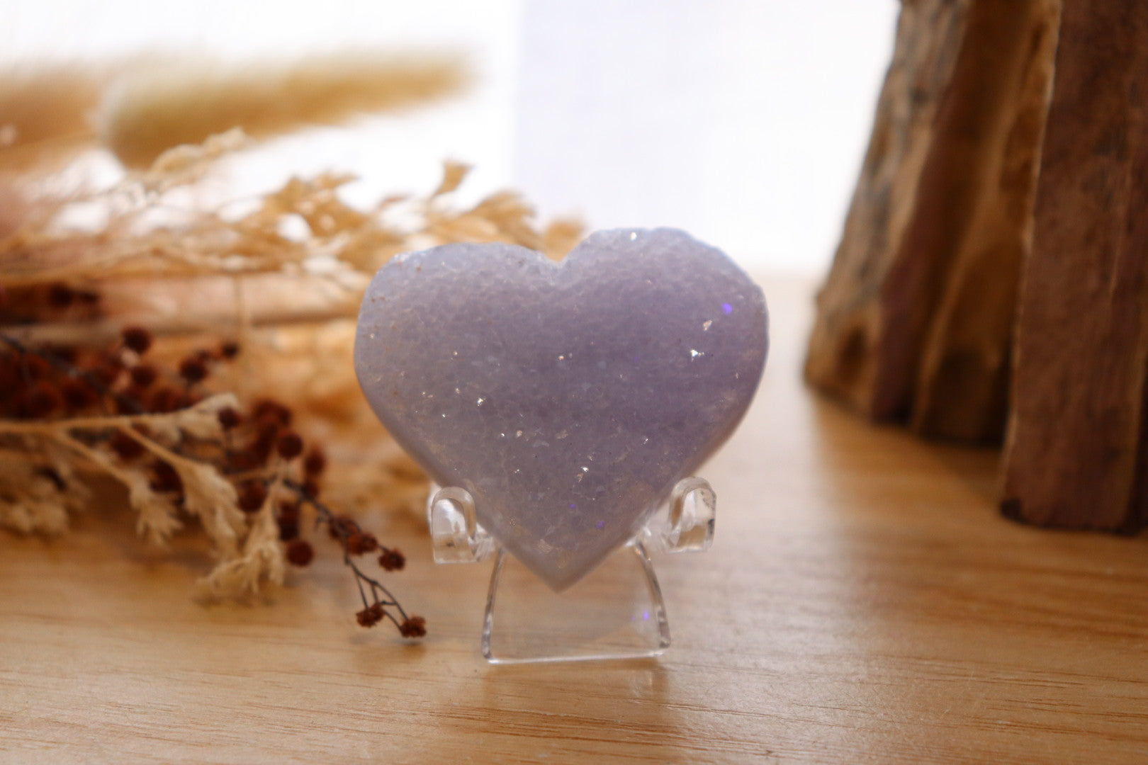 Blue Lace Agate Heart Druzy + Stand | 33g