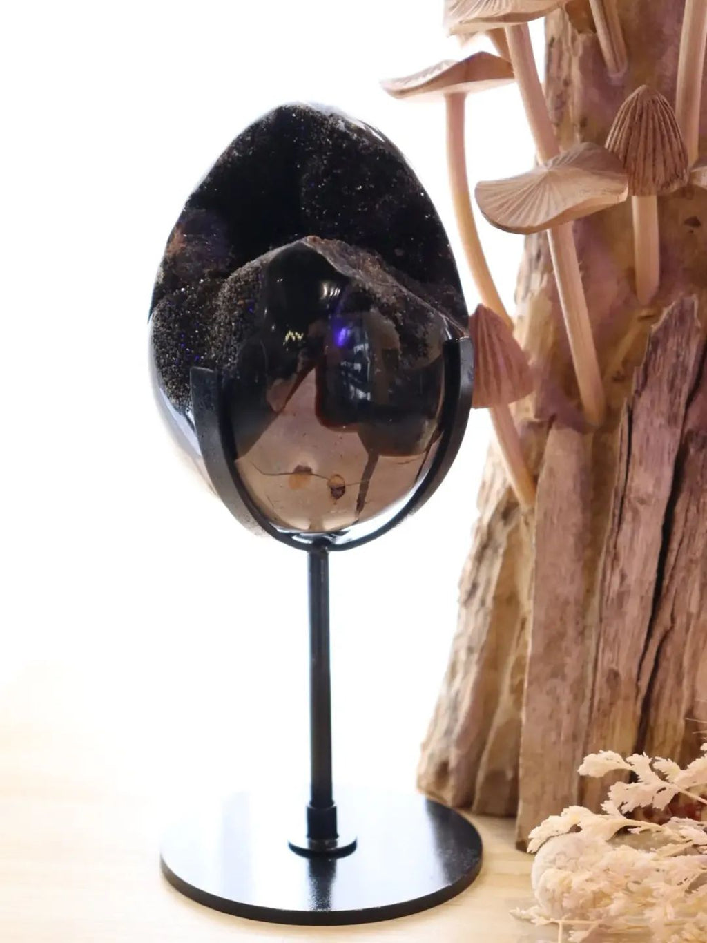 Septarian Egg + Black Metal Stand | 935g