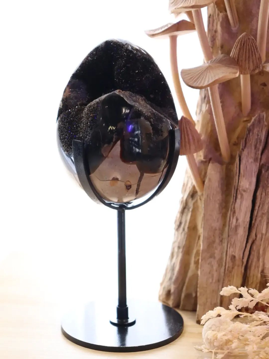 Septarian Egg + Black Metal Stand | 935g