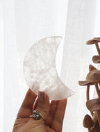 Clear Quartz Moon + Silver Metal Stand | 139g