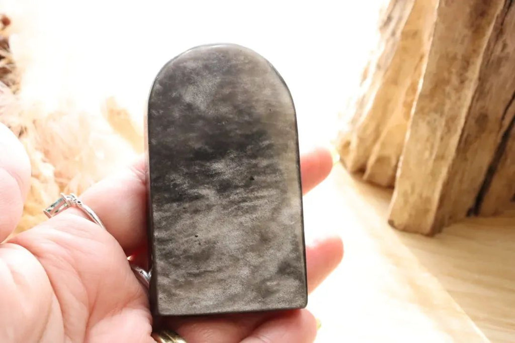 Silver Obsidian Tree of Life Carving