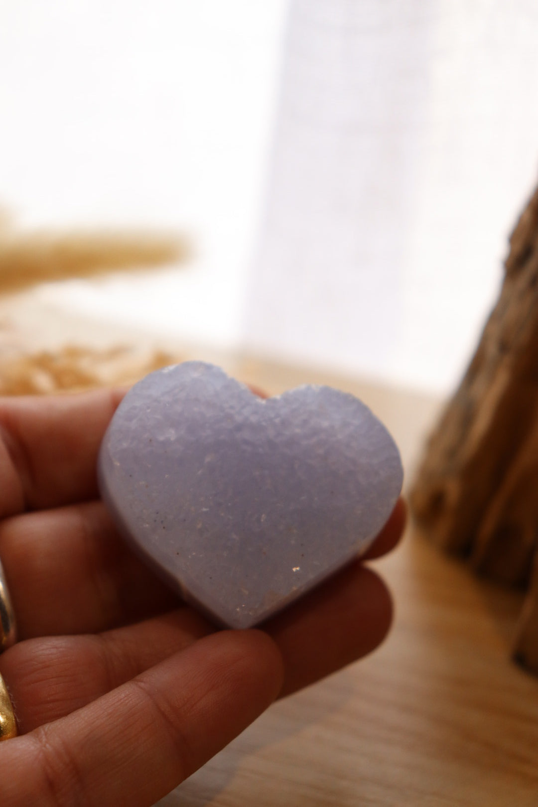 Blue Lace Agate Heart Druzy + Stand | 45g