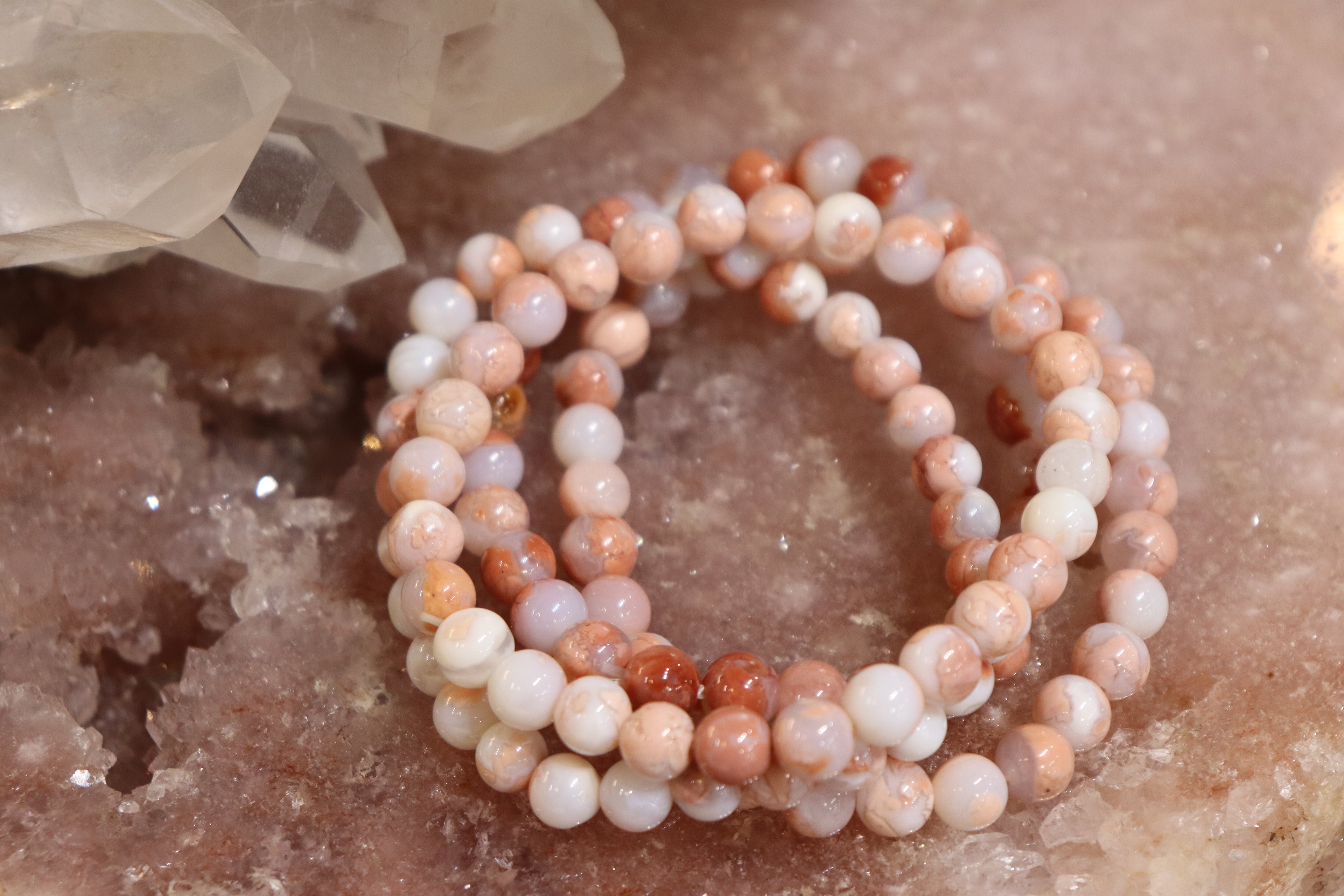 Natural Pink Agate Bracelet Light Colour | 7mm