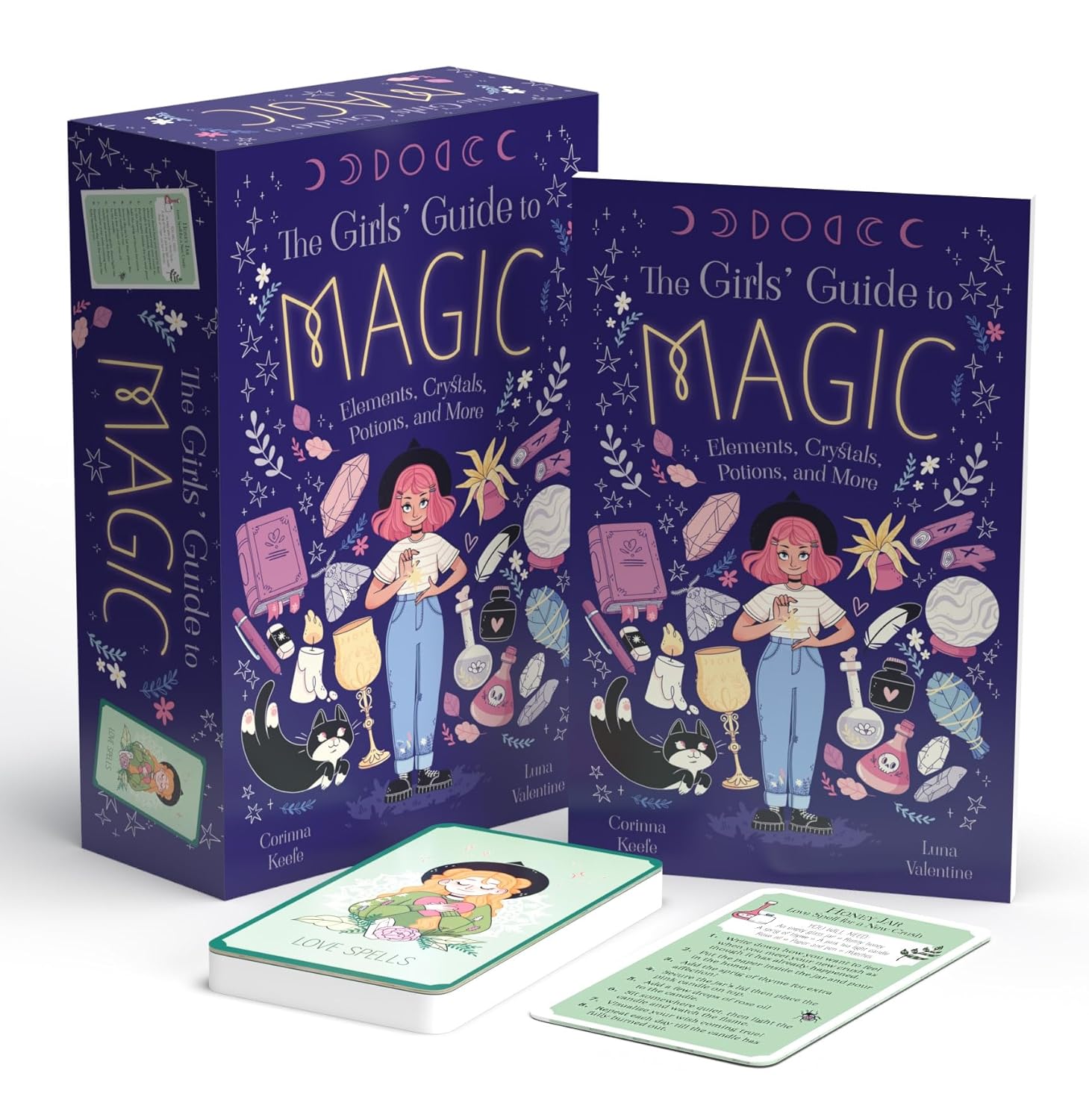 The Gilr's Guide To Magic: Book and 52 Spell Cards on Elements, Crystals, Potions, and More