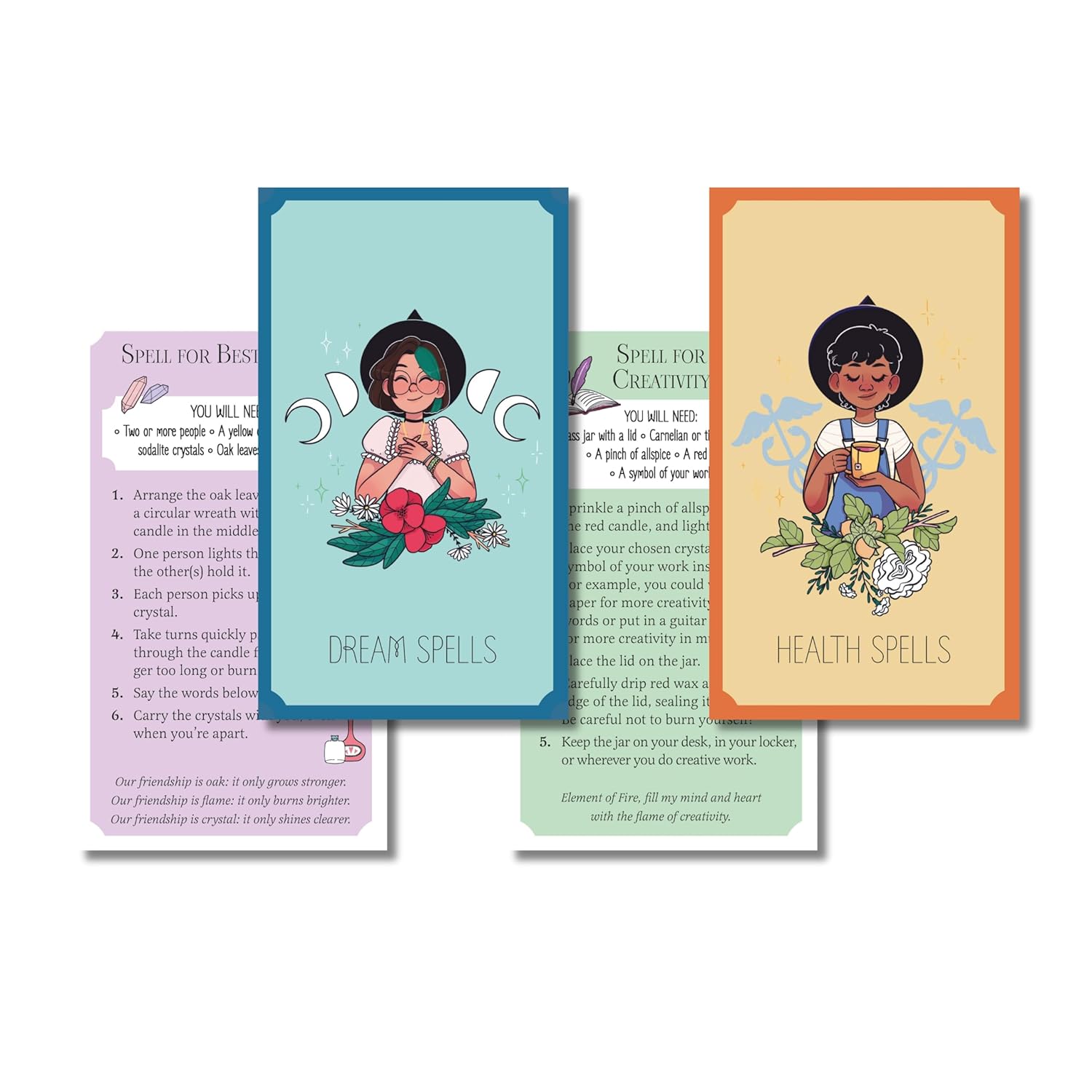 The Gilr's Guide To Magic: Book and 52 Spell Cards on Elements, Crystals, Potions, and More