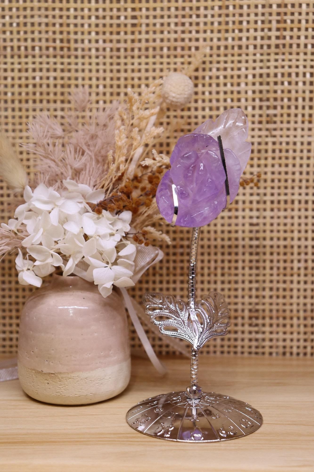 Amethyst Flower Carved + Stand | 67g