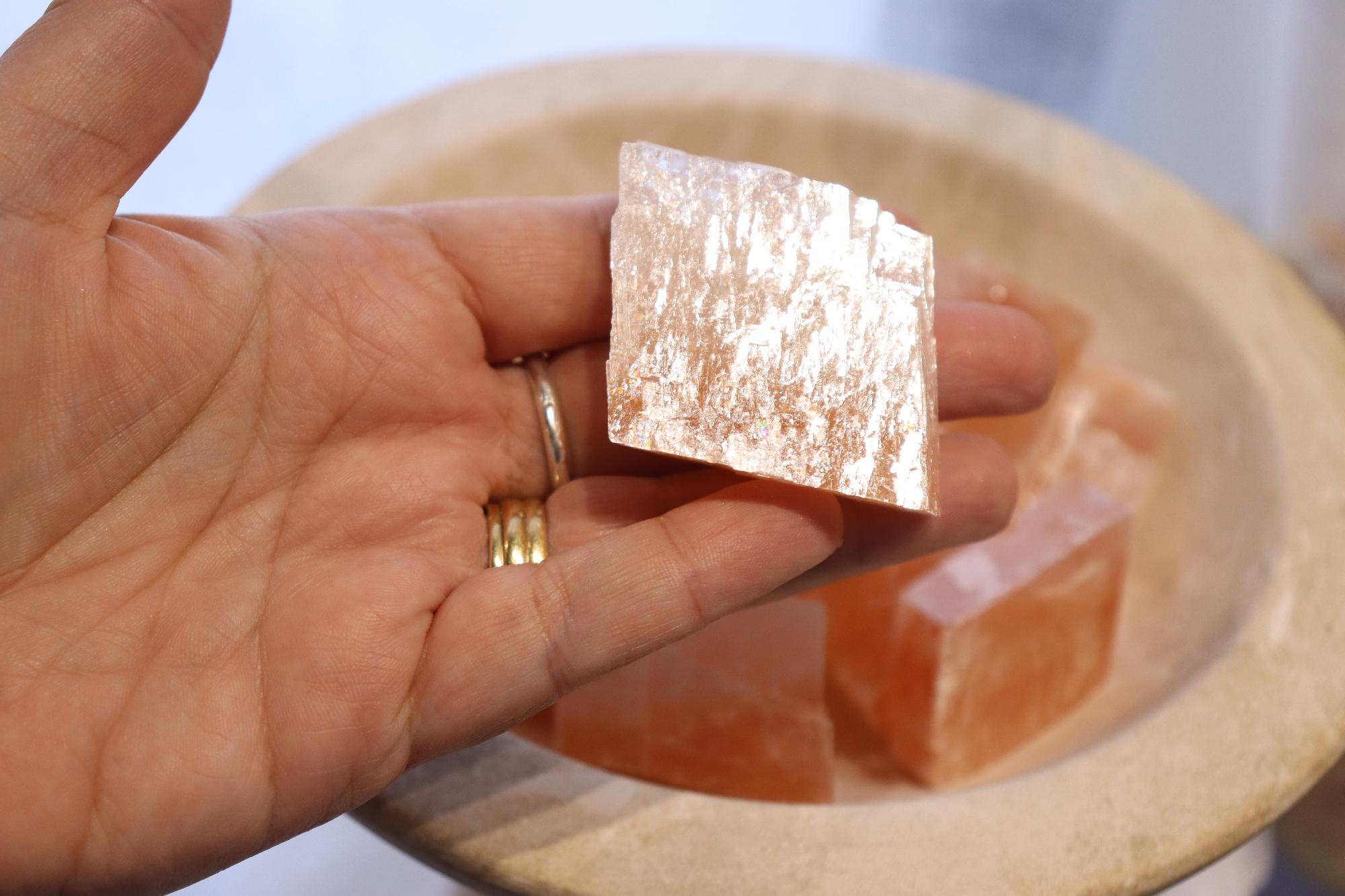 Calcite Rhomb | Optical Orange Calcite Raw
