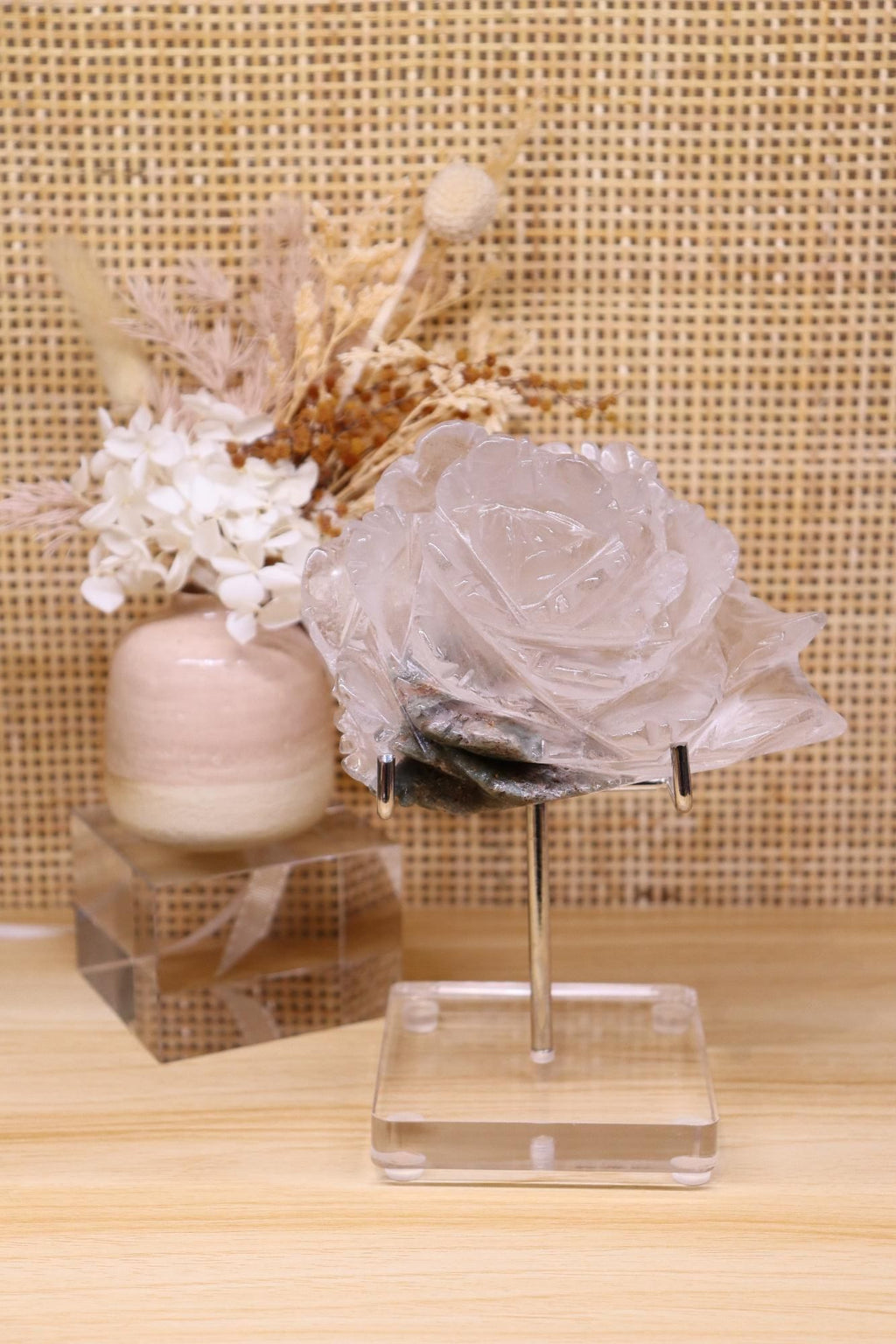 Garden Quartz Flower Carving + Stand | 553g