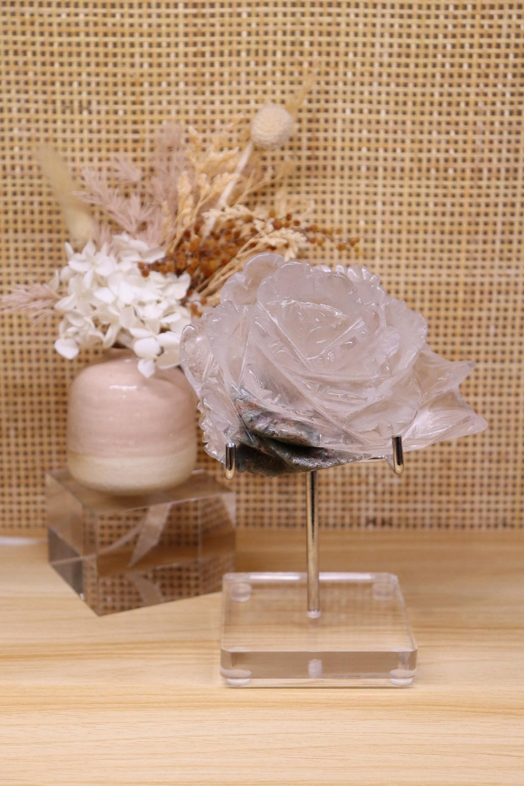 Garden Quartz Flower Carving + Stand | 553g