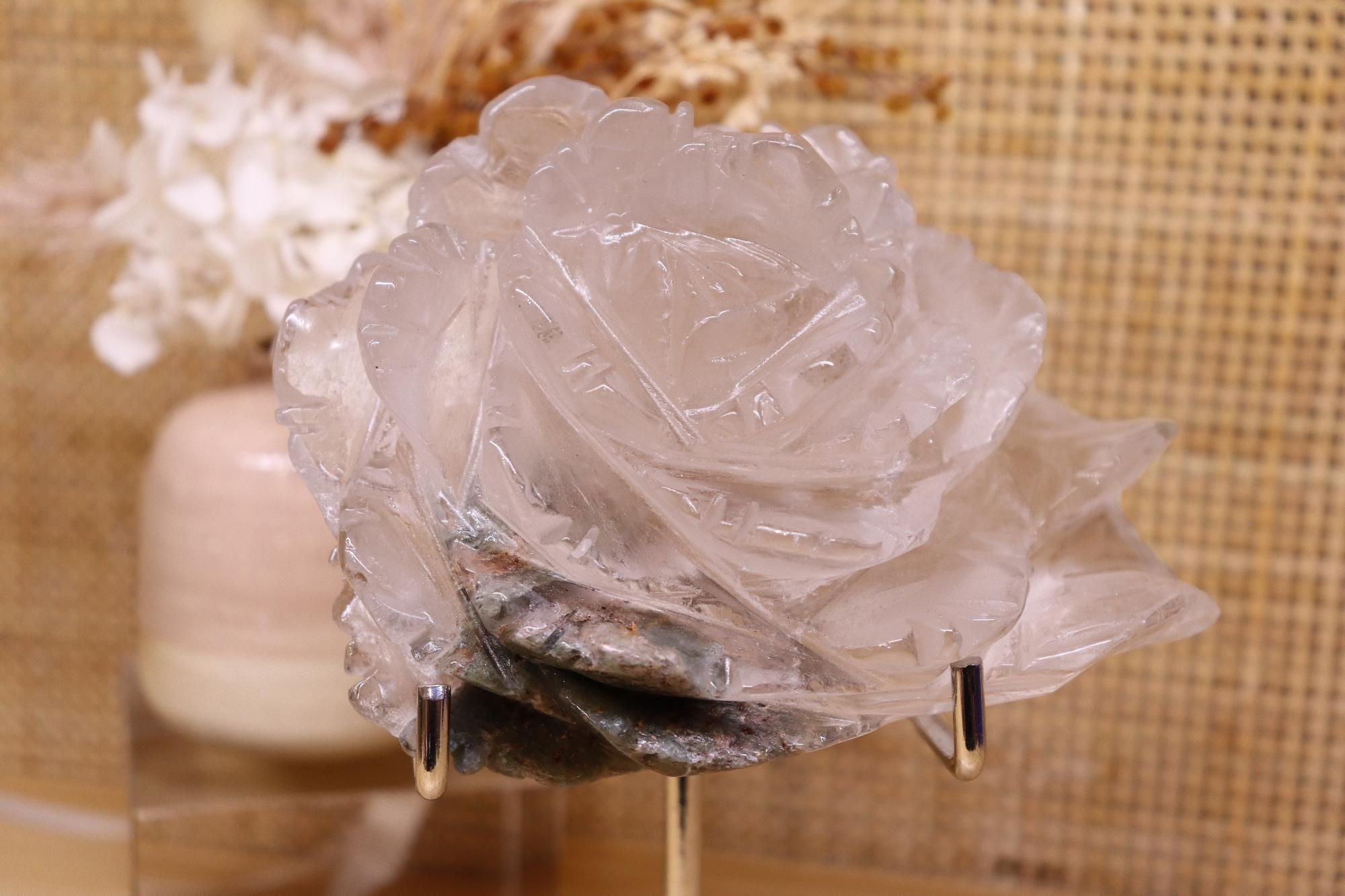Garden Quartz Flower Carving + Stand | 553g