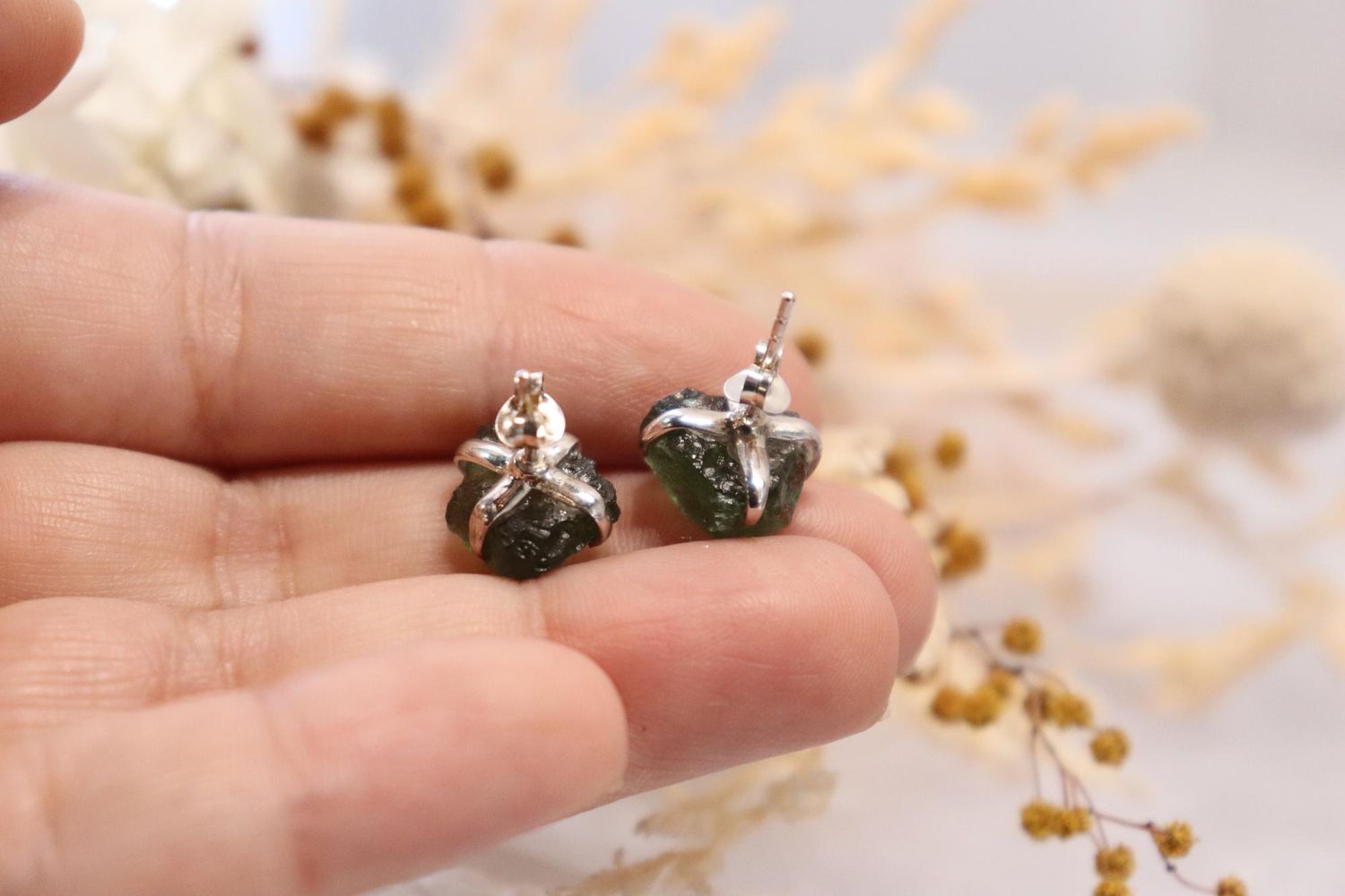 Moldavite Raw Earrings | 2.8g