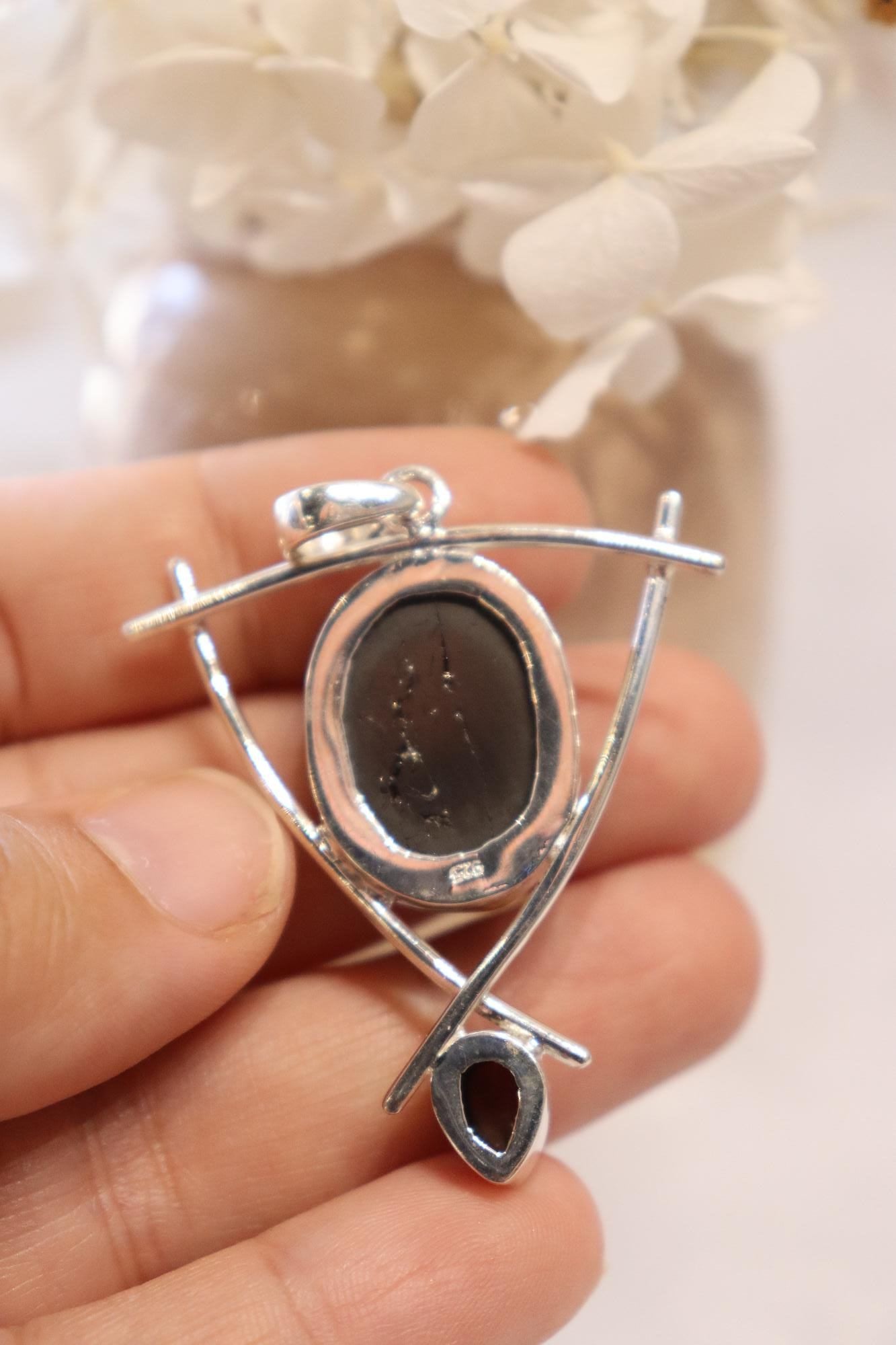 Shungite & Garnet Pendant