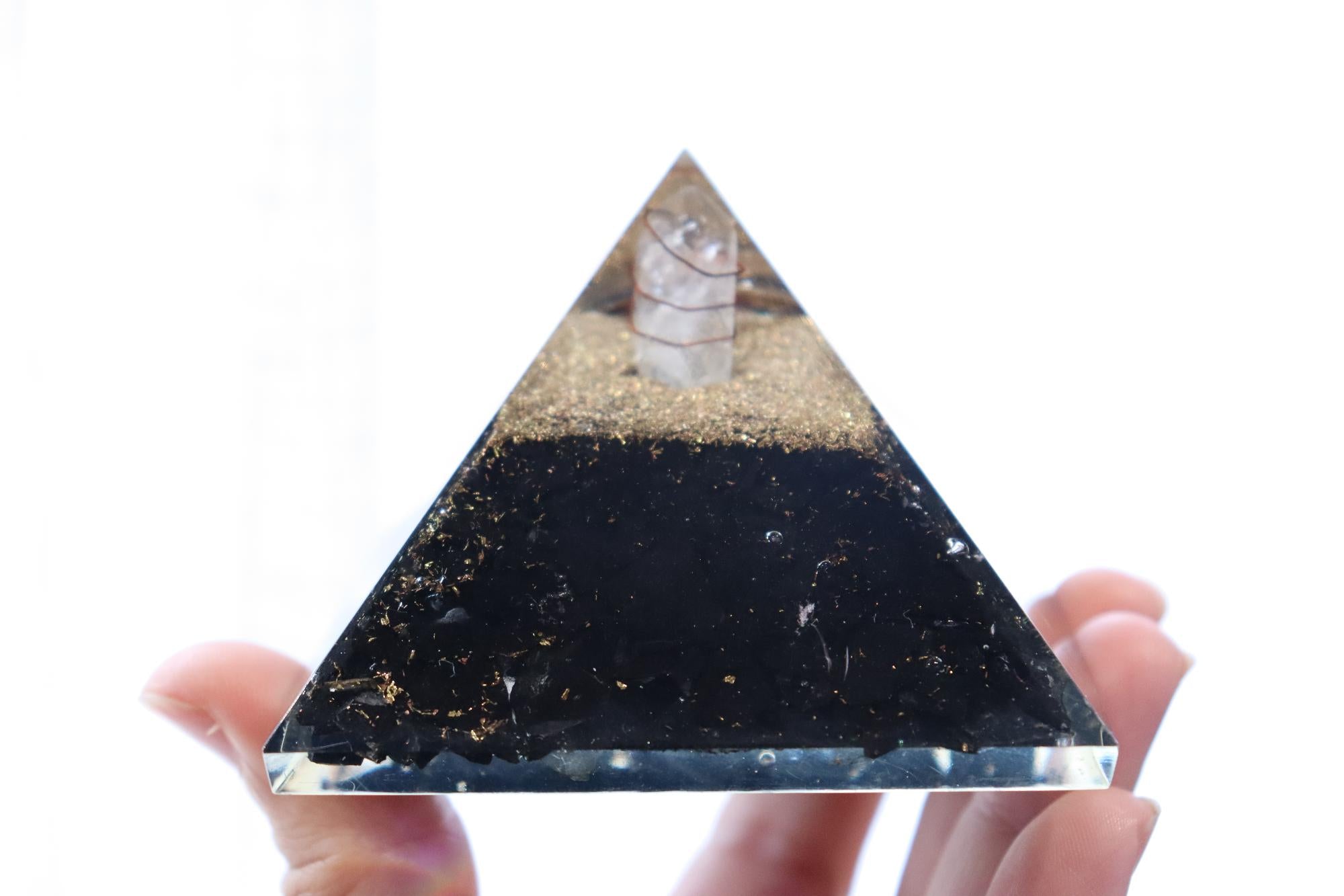 Orgonite Pyramid | Shungite & Clear Quartz | Metatron Cube Symbol