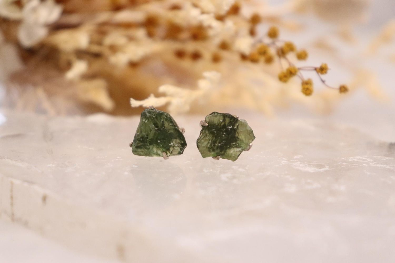 Moldavite Raw Earrings | 2.8g