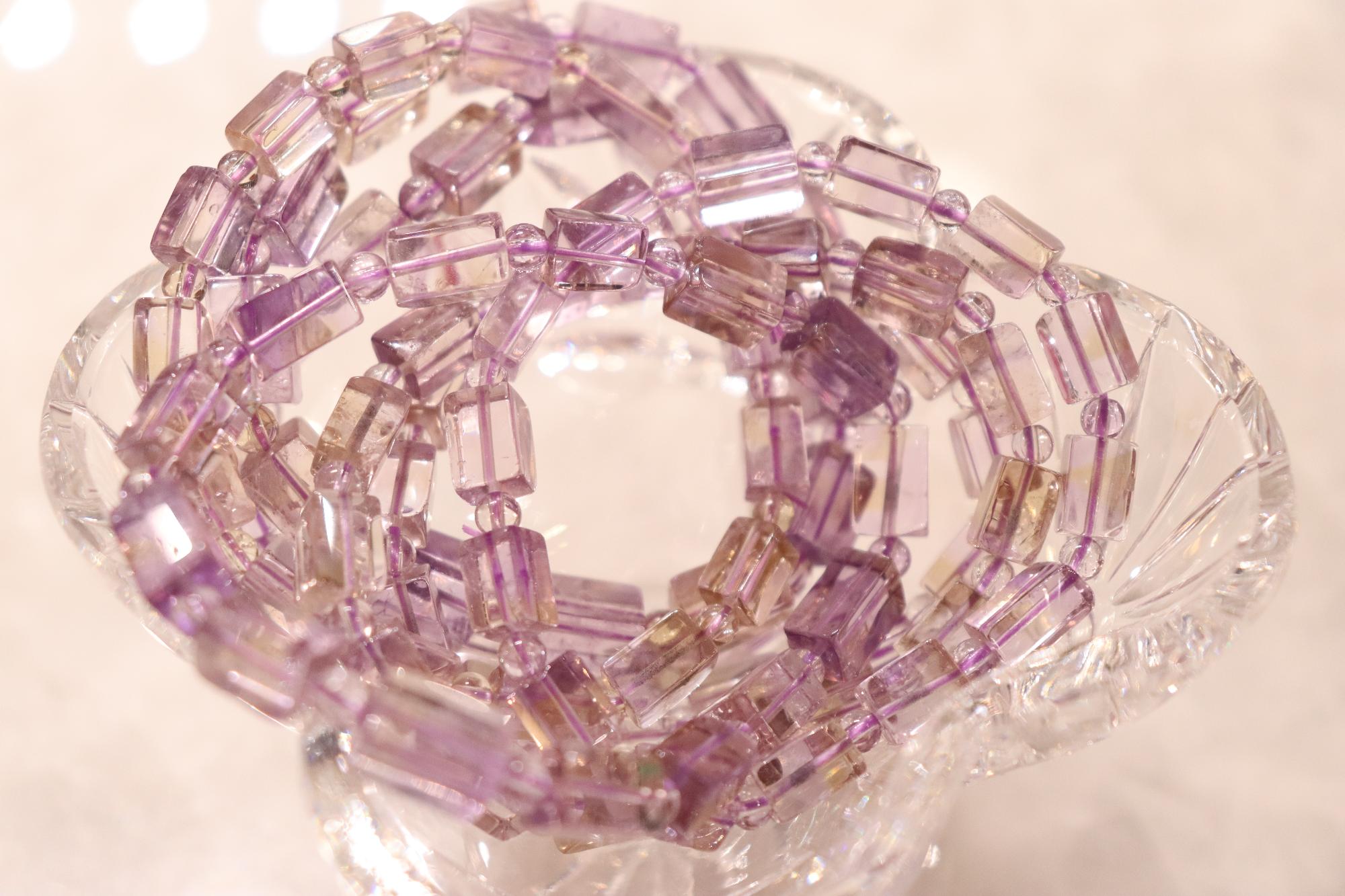 Ametrine Bracelet | Round + Rectangle Beads