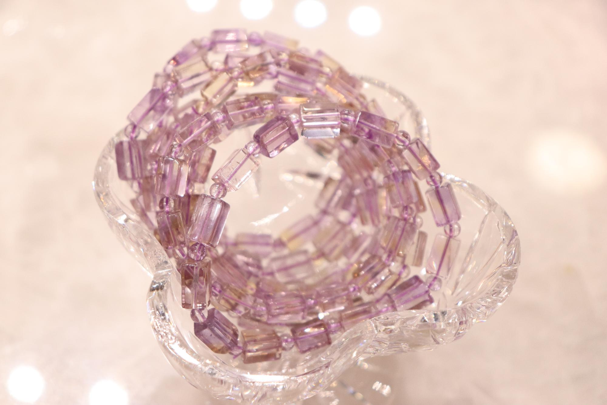 Ametrine Bracelet | Round + Rectangle Beads