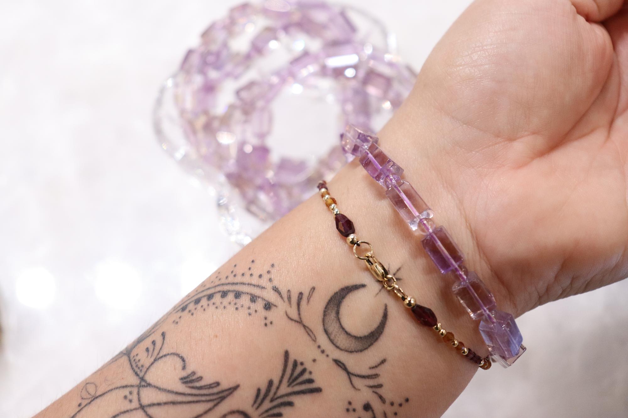 Ametrine Bracelet | Round + Rectangle Beads