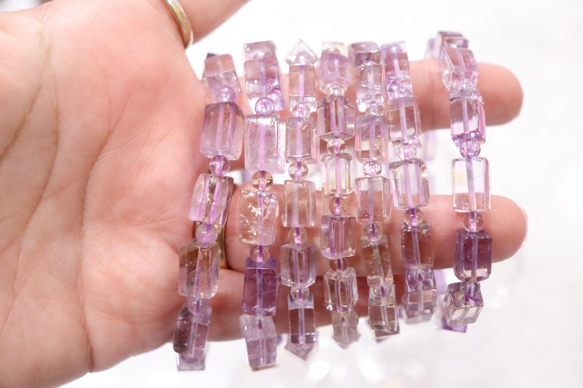 Ametrine Bracelet | Round + Rectangle Beads