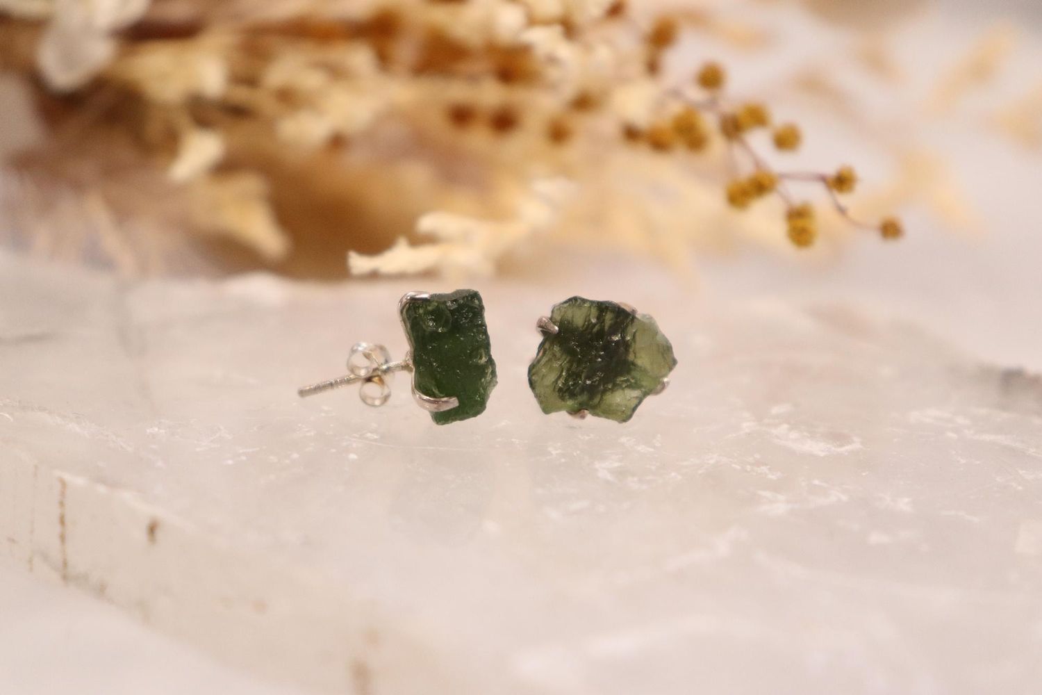 Moldavite Raw Earrings | 2.8g