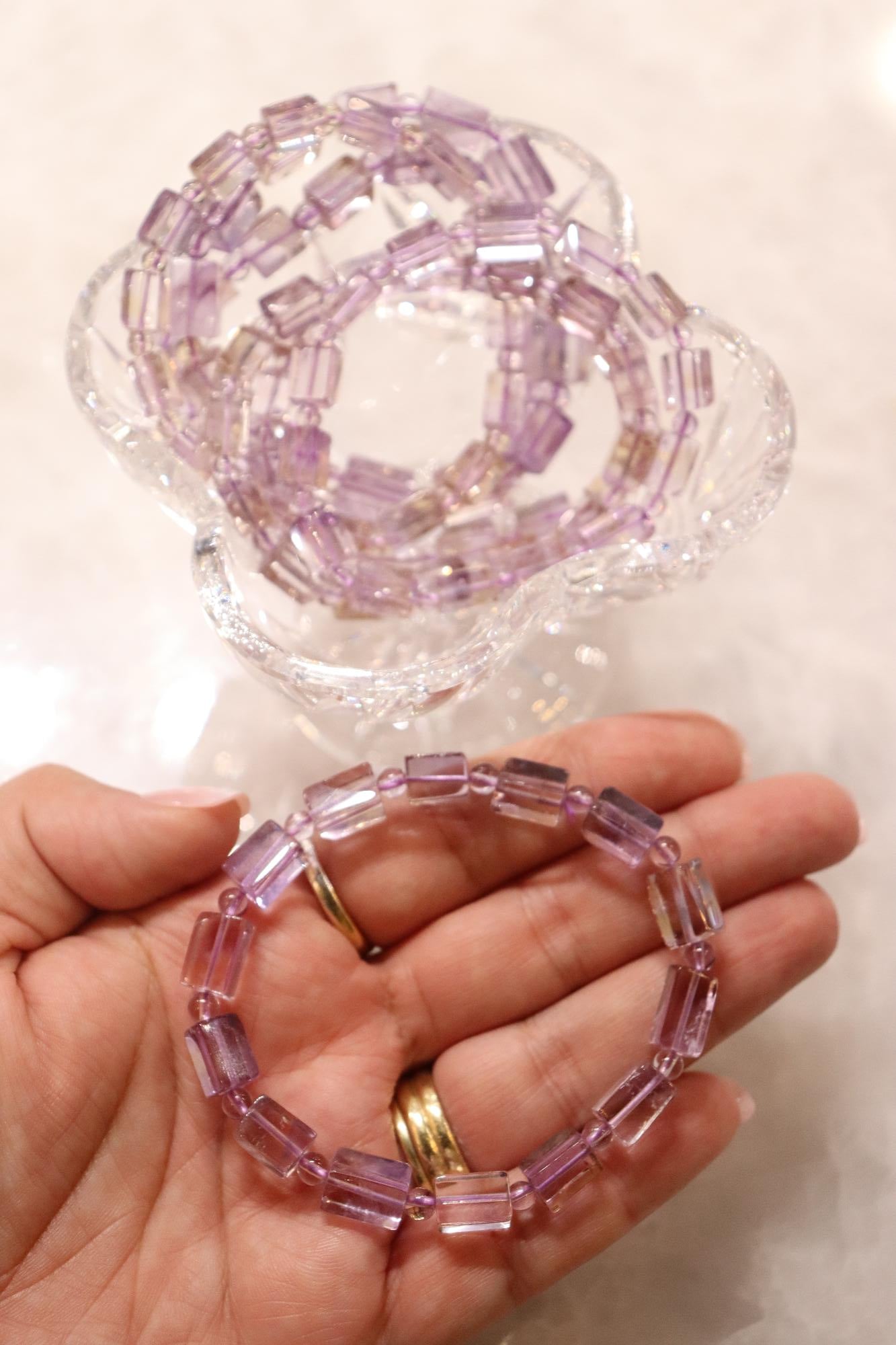 Ametrine Bracelet | Round + Rectangle Beads
