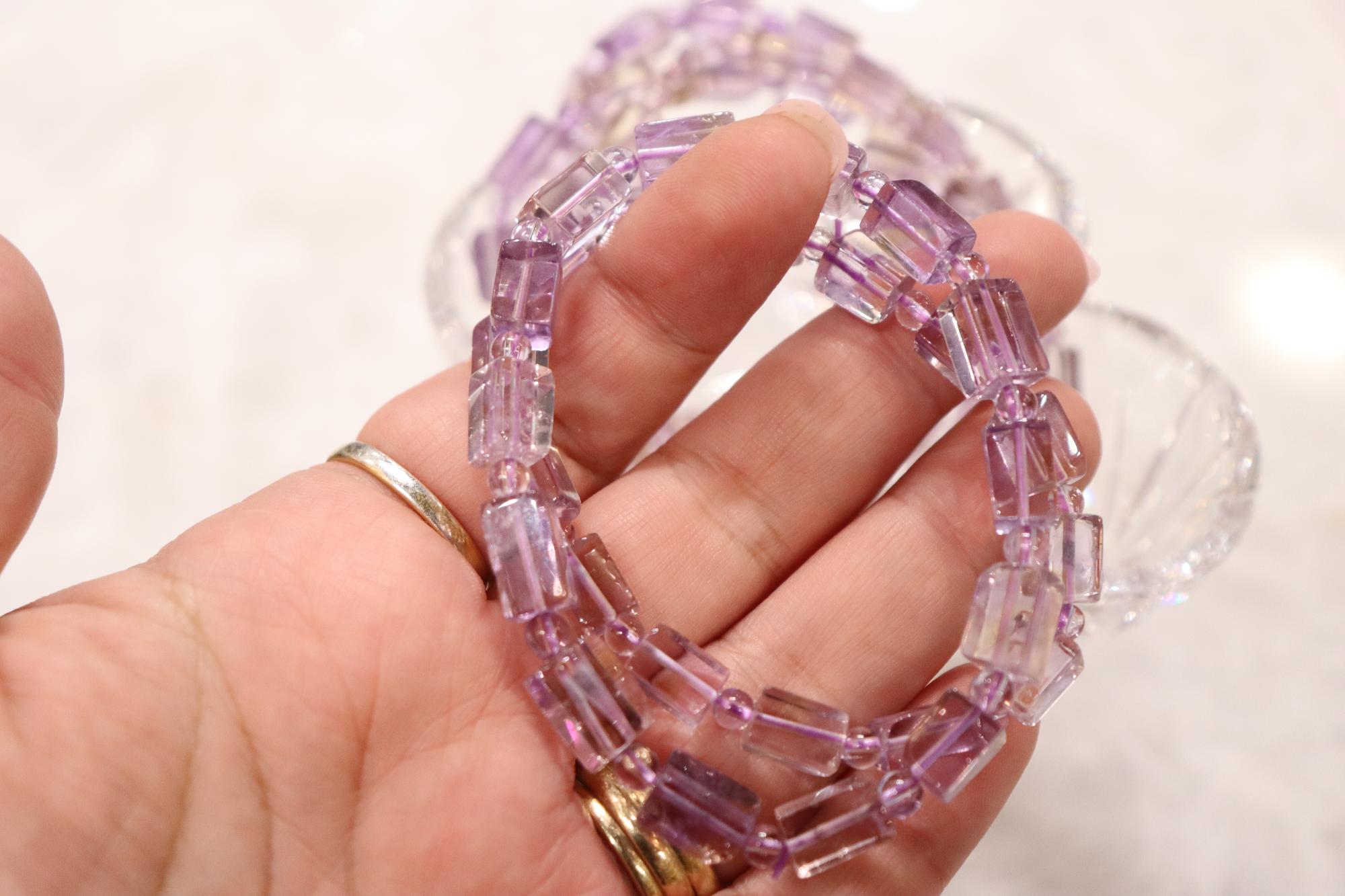 Ametrine Bracelet | Round + Rectangle Beads