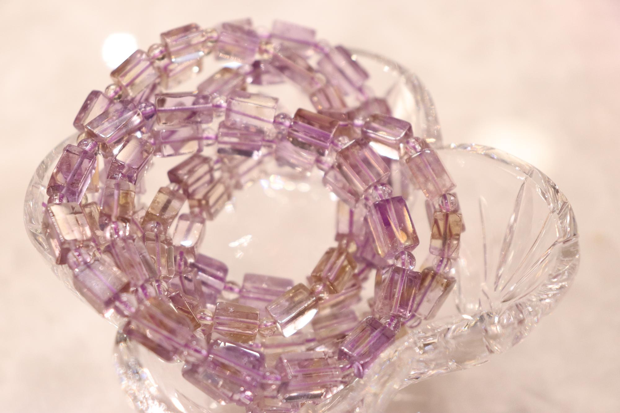 Ametrine Bracelet | Round + Rectangle Beads